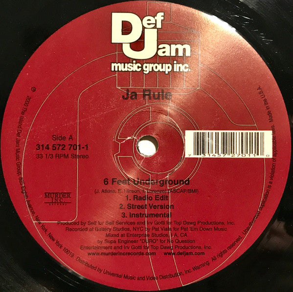 Ja Rule "6 Feet Underground" (12" Single)-Vinyl Records-UnDigable Digs