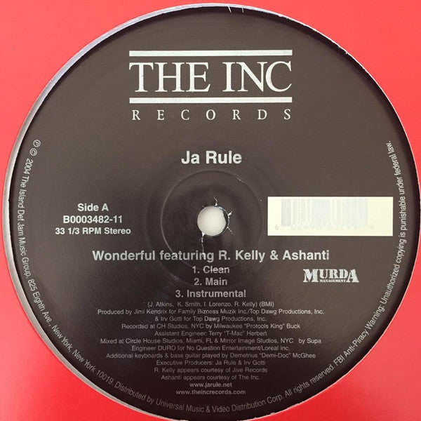 Ja Rule Feat. R. Kelly & Ashanti "Wonderful" (12" Single)-Vinyl Records-UnDigable Digs