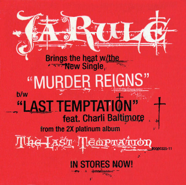 Ja Rule "Murder Reigns / Last Temptation" (12" Single)-Vinyl Records-UnDigable Digs