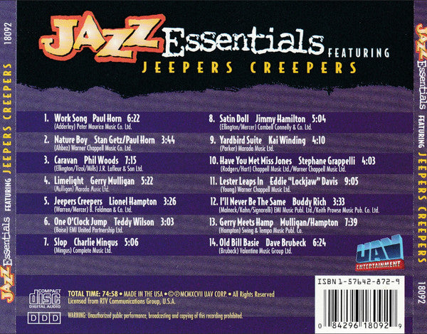 Jazz Essentials Featuring Jeepers Creepers (CD)-CDs-UnDigable Digs