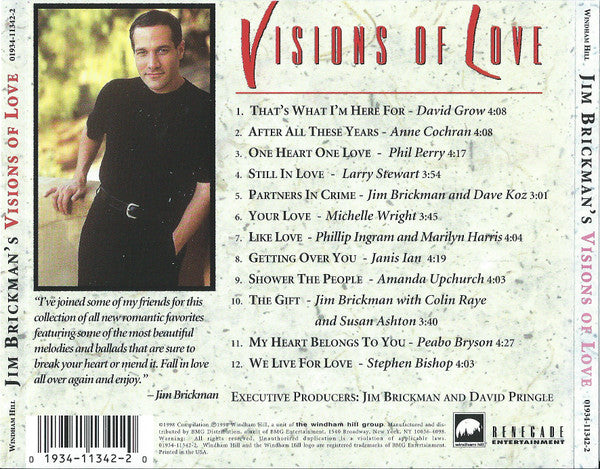 Jim Brickman "Visions Of Love" (CD)-CDs-UnDigable Digs