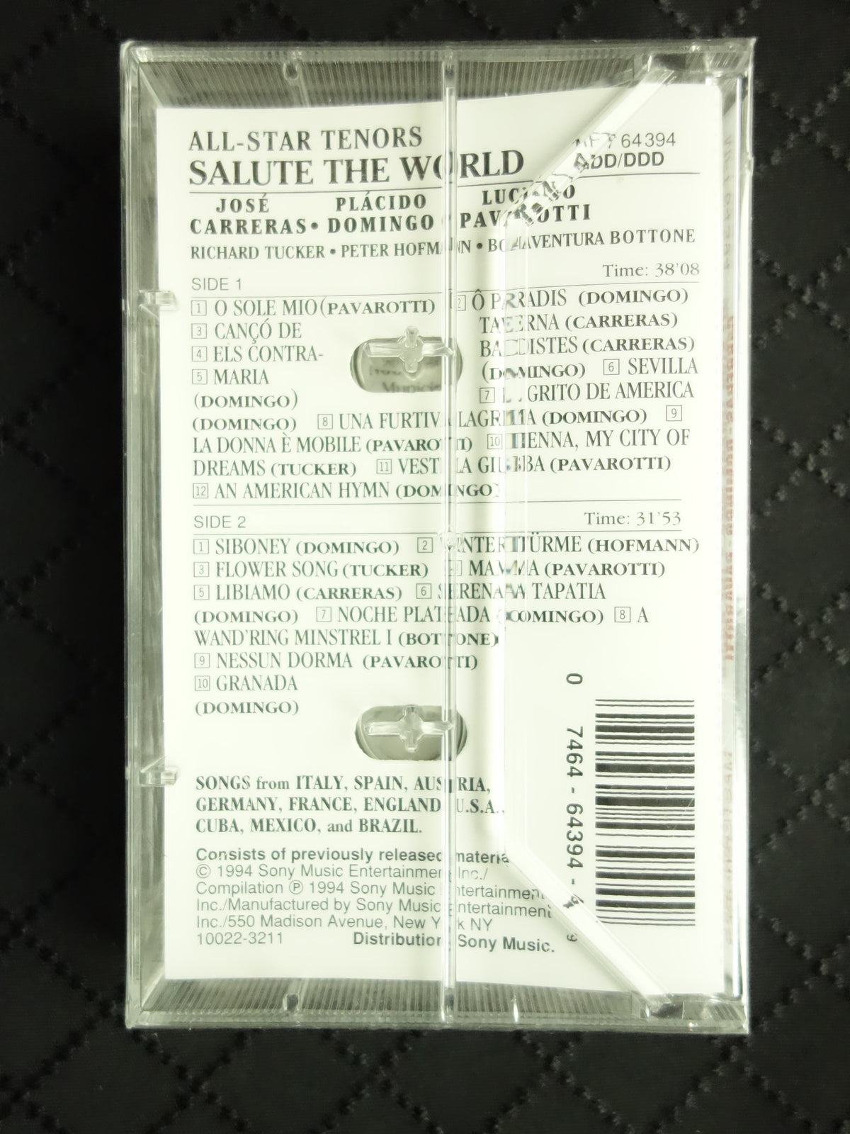 José Carreras, Placido Domingo, Luciano Pavarotti "All-Star Tenors Salute The World"-Cassette Tapes-UnDigable Digs