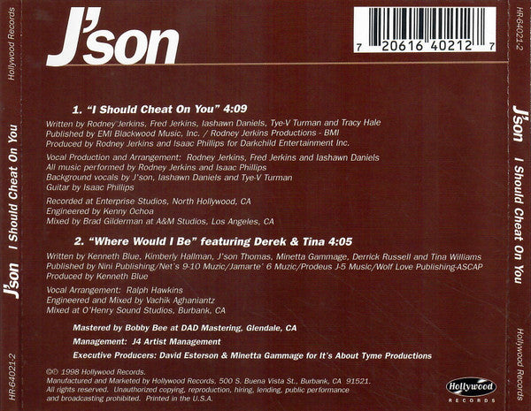J'son "I Should Cheat On You" (CD Single) (2127)-CDs-UnDigable Digs