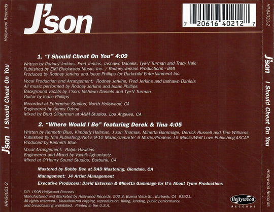 J'son "I Should Cheat On You" (CD Single) (2127)-CDs-UnDigable Digs
