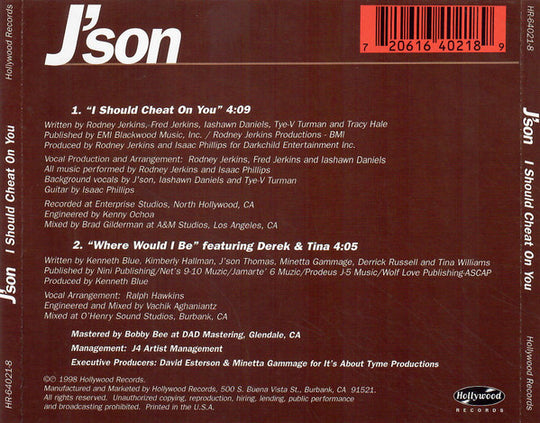 J'son "I Should Cheat On You" (CD Single) (2189)-CDs-UnDigable Digs