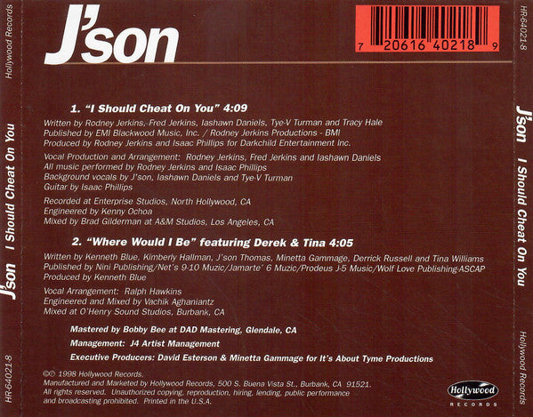 J'son "I Should Cheat On You" (CD Single) (2189)-CDs-UnDigable Digs