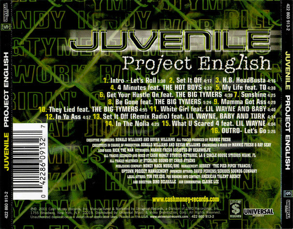 Juvenile "Project English" (CD)-CDs-UnDigable Digs