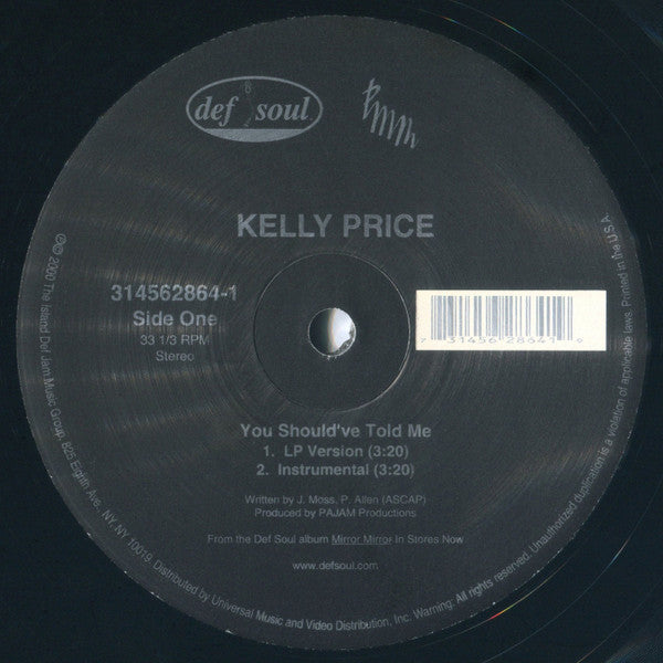 Kelly Price f; Method Man "You Should've Told Me / Like You Do" (12" Single)-Vinyl Records-UnDigable Digs