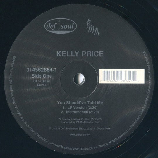 Kelly Price f; Method Man "You Should've Told Me / Like You Do" (12" Single)-Vinyl Records-UnDigable Digs