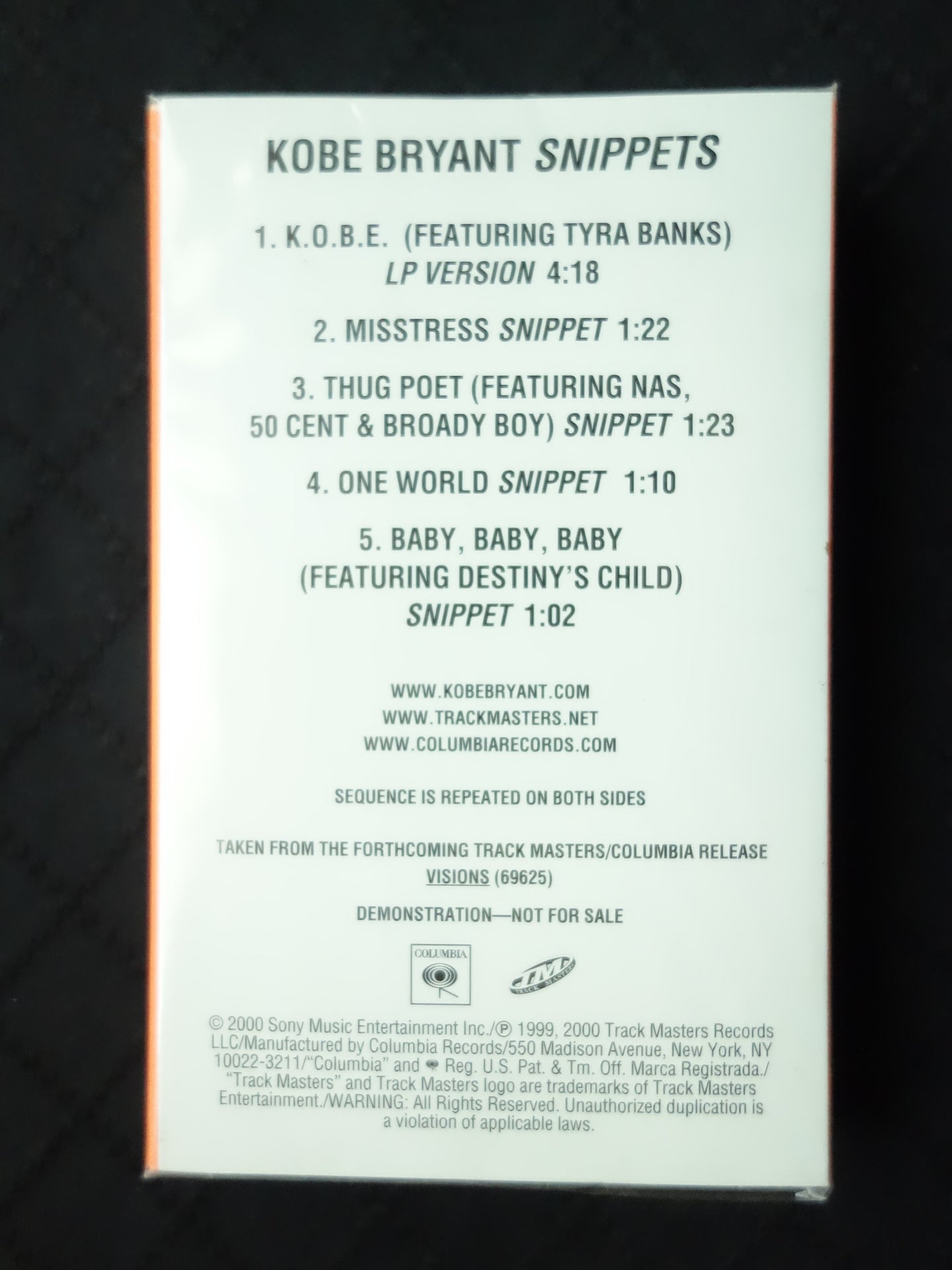 Kobe Bryant "Visions (The Album)" (Snippets)-Cassette Tapes-UnDigable Digs