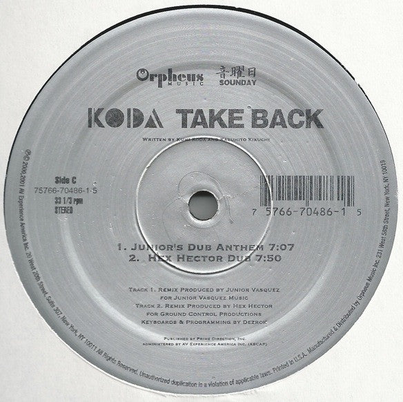 Koda "Take Back" (12" Single)-Vinyl Records-UnDigable Digs