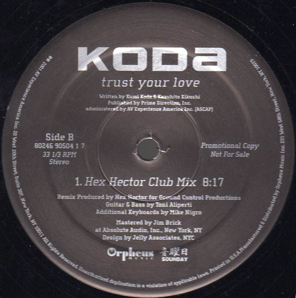 Koda "Trust Your Love" (12" Single)-Vinyl Records-UnDigable Digs