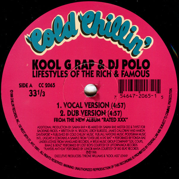 Kool G Rap & DJ Polo "Lifestyles Of The Rich & Famous" (12" Single)-Vinyl Records-UnDigable Digs