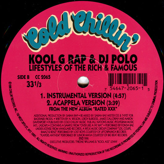 Kool G Rap & DJ Polo "Lifestyles Of The Rich & Famous" (12" Single)-Vinyl Records-UnDigable Digs