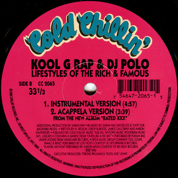 Kool G Rap & DJ Polo "Lifestyles Of The Rich & Famous" (12" Single)-Vinyl Records-UnDigable Digs
