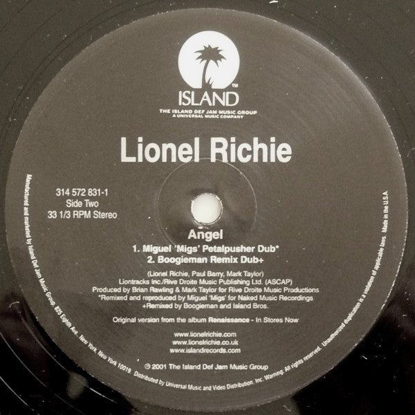 Lionel Richie "Angel" (12" Single)-Vinyl Records-UnDigable Digs