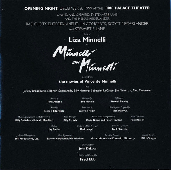 Liza Minnelli "Minnelli On Minnelli: Live At The Palace" (CD)-CDs-UnDigable Digs