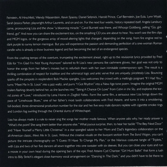 Liza Minnelli "Minnelli On Minnelli: Live At The Palace" (CD)-CDs-UnDigable Digs
