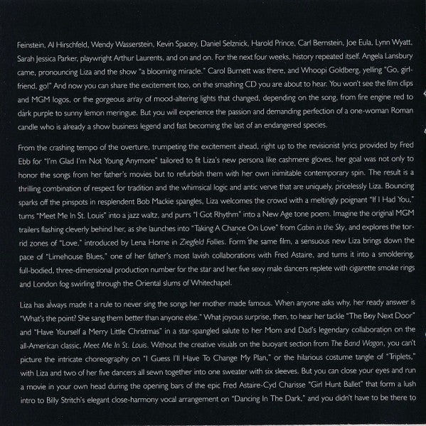 Liza Minnelli "Minnelli On Minnelli: Live At The Palace" (CD)-CDs-UnDigable Digs