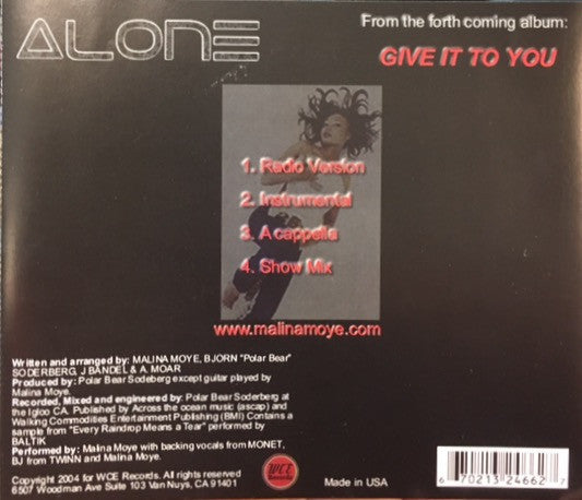 Malina Moye "Alone" (CD Single)-CDs-UnDigable Digs