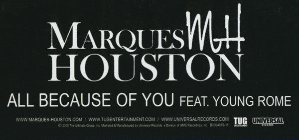 Marques Houston Feat. Young Rome "All Because Of You" (12" Single)-Vinyl Records-UnDigable Digs