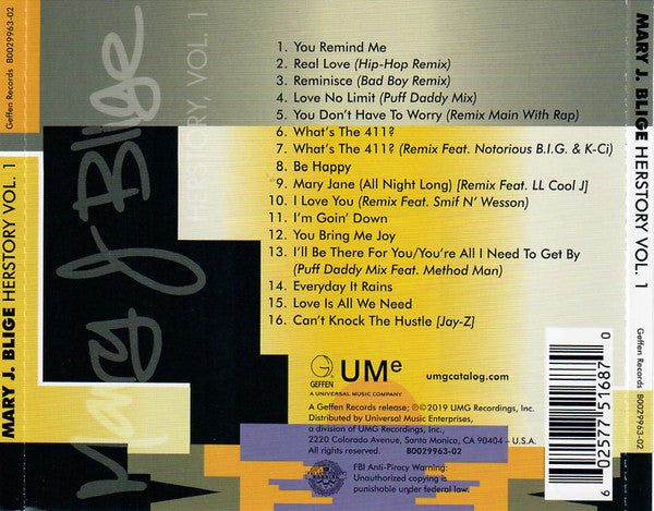 Mary J. Blige "HERstory, Vol. 1" (CD)-CDs-UnDigable Digs