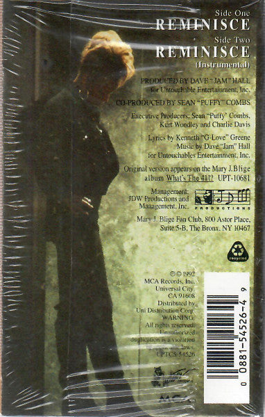 Mary J. Blige "Reminisce" (Single)-Cassette Tapes-UnDigable Digs