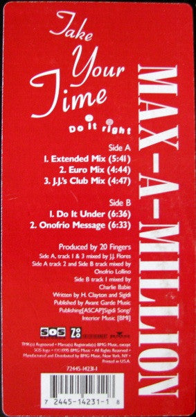 Max-A-Million "Take Your Time (Do It Right)" (12" Single)-Vinyl Records-UnDigable Digs