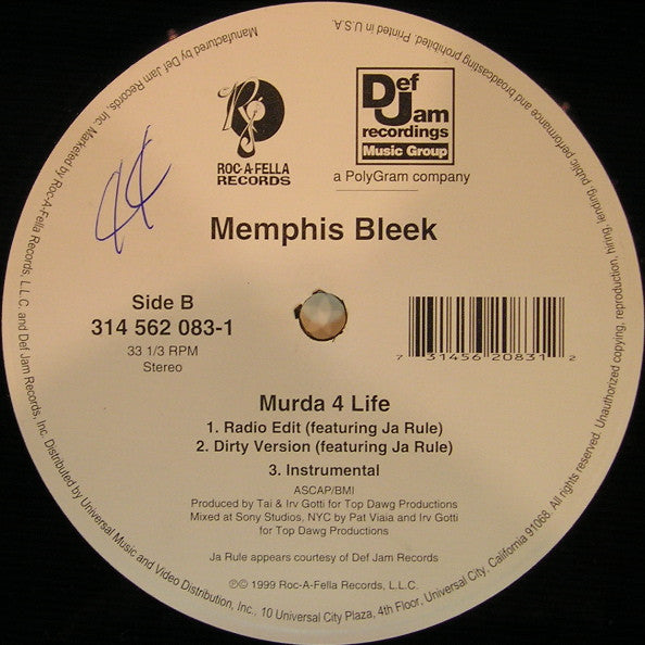 Memphis Bleek "Memphis Bleek Is... / Murda 4 Life" (12" Single)-Vinyl Records-UnDigable Digs