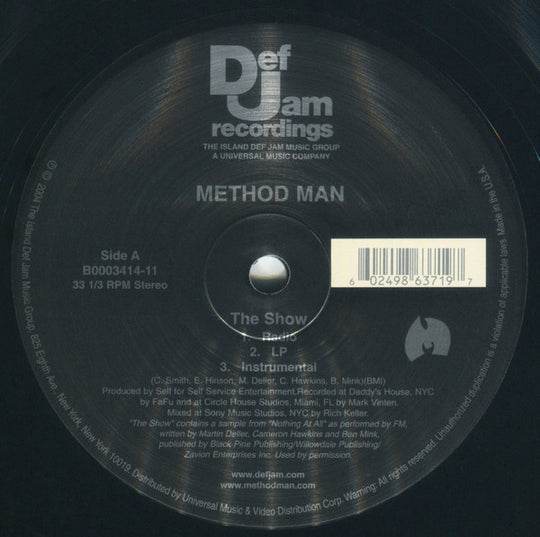 Method Man "The Show / The Prequel" (12" Single)-Vinyl Records-UnDigable Digs