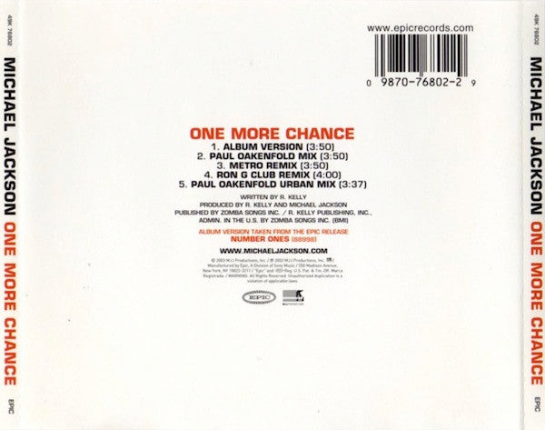 Michael Jackson "One More Chance" (CD Maxi-Single)-CDs-UnDigable Digs