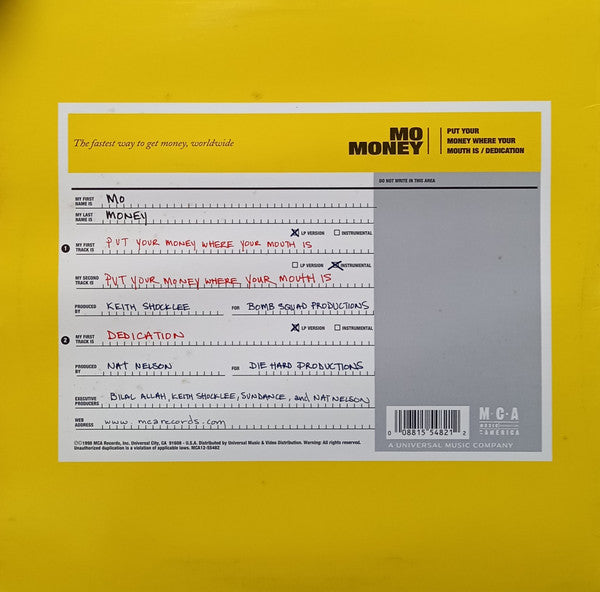 Mo Money "Put Your Money Where Your Mouth Is / Dedication" (12" Single)-Vinyl Records-UnDigable Digs