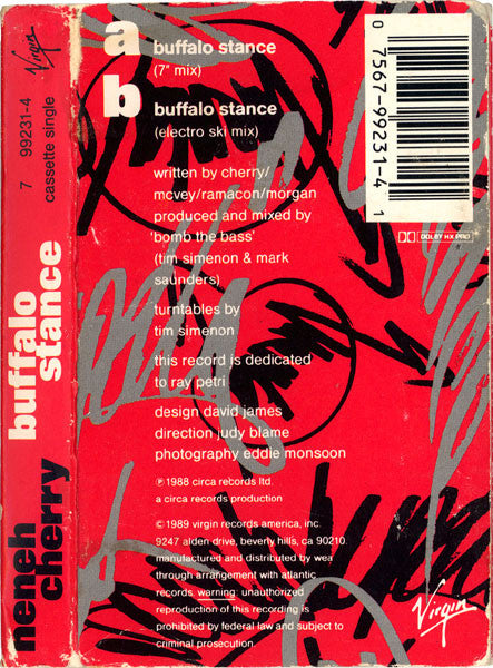 Neneh Cherry "Buffalo Stance" (Single)-Cassette Tapes-UnDigable Digs