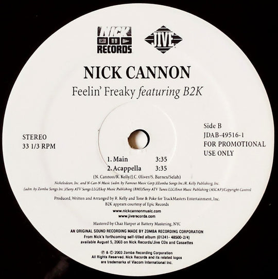 Nick Cannon Featuring B2K "Feelin' Freaky" (12" Single)-Vinyl Records-UnDigable Digs