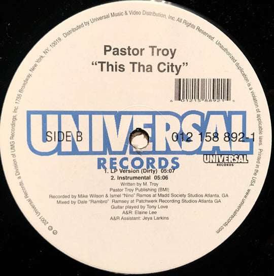 Pastor Troy "This Tha City" (12" Single)-Vinyl Records-UnDigable Digs