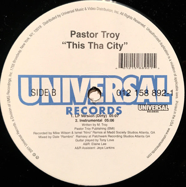 Pastor Troy "This Tha City" (12" Single)-Vinyl Records-UnDigable Digs