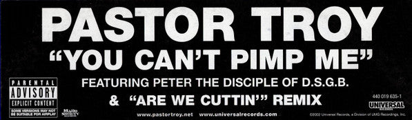 Pastor Troy "You Can't Pimp Me" (12" Single)-Vinyl Records-UnDigable Digs