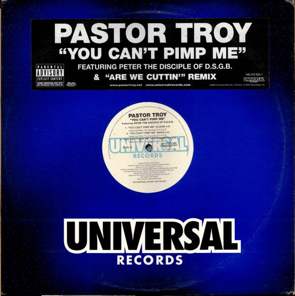 Pastor Troy "You Can't Pimp Me" (12" Single)-Vinyl Records-UnDigable Digs