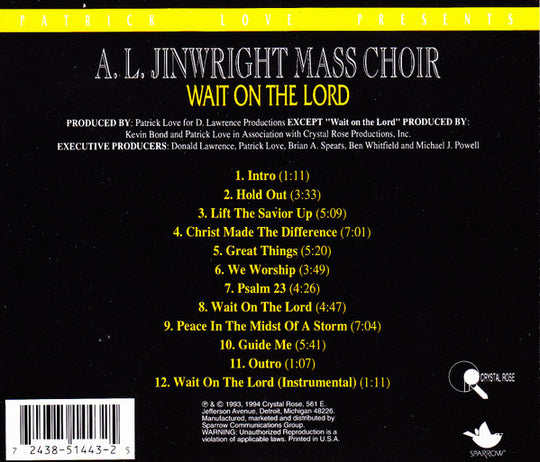 Patrick Love Presents: A.L. Jinwright Mass Choir "Wait On The Lord" (CD)-CDs-UnDigable Digs