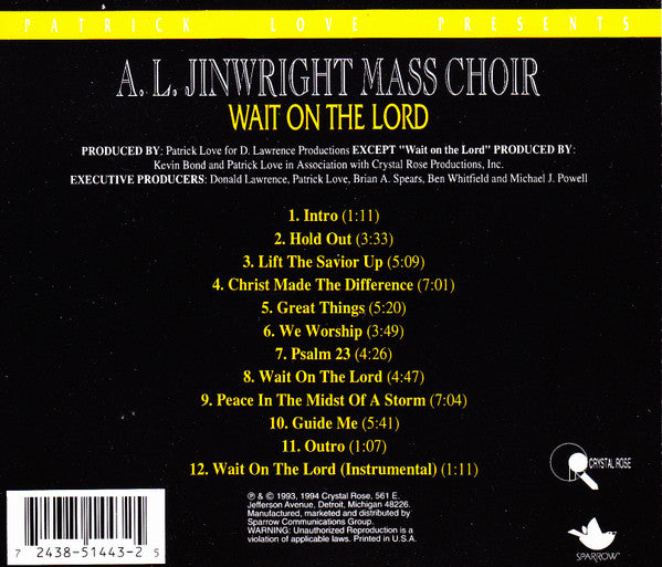 Patrick Love Presents: A.L. Jinwright Mass Choir "Wait On The Lord" (CD)-CDs-UnDigable Digs