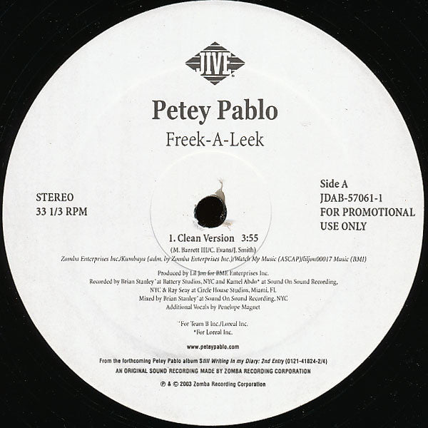 Petey Pablo "Freek-A-Leek" (12" Single)-Vinyl Records-UnDigable Digs