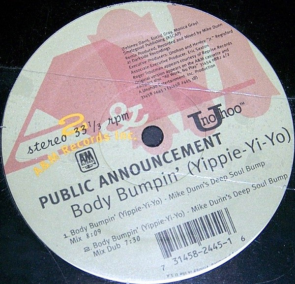 Public Announcement "Body Bumpin' (Yippie-Yi-Yo)" (12" Single)-Vinyl Records-UnDigable Digs