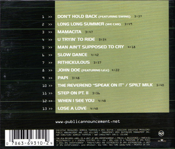 Public Announcement "Don't Hold Back" (CD)-CDs-UnDigable Digs
