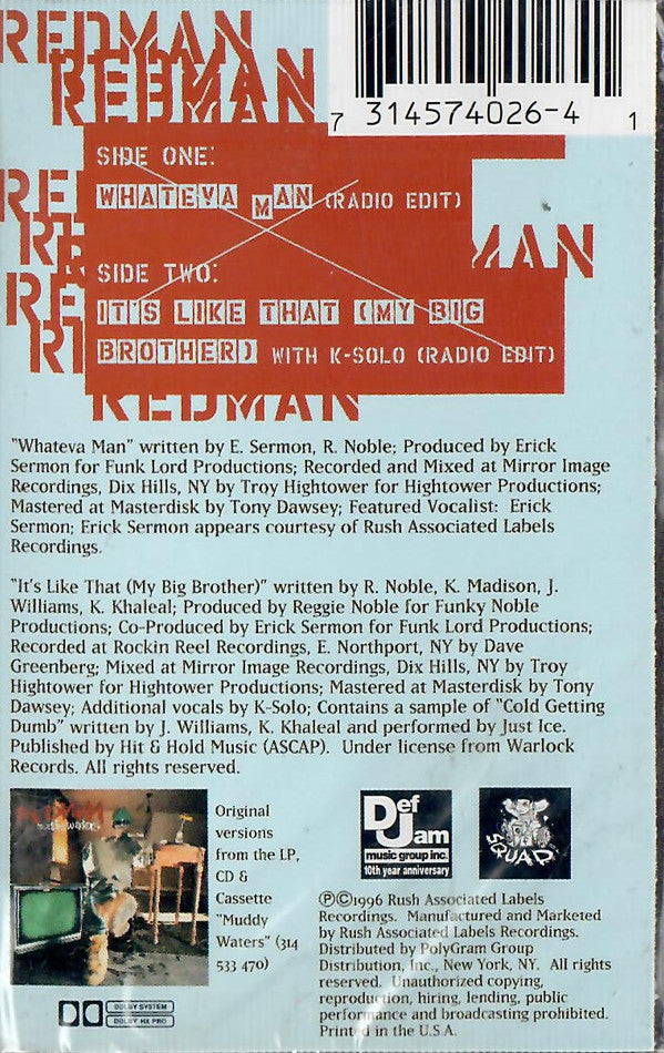 Redman "Whateva Man" (Single)-Cassette Tapes-UnDigable Digs