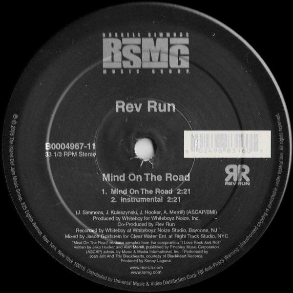 Rev Run "Mind On The Road" (12" Single)-Vinyl Records-UnDigable Digs