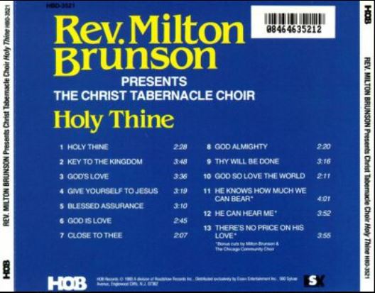 Rev. Milton Brunson Presents: The Christ Tabernacle Choir "Holy Thine" (CD)-CDs-UnDigable Digs