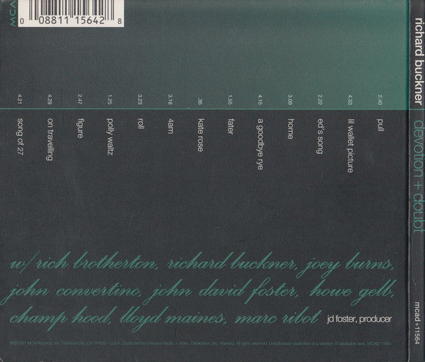 Richard Buckner "Devotion + Doubt" (CD)-CDs-UnDigable Digs