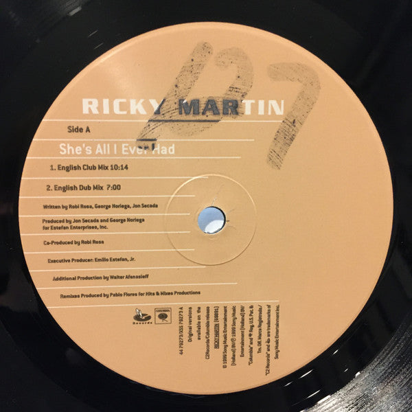 Ricky Martin "She's All I Ever Had" (12" Single)-Vinyl Records-UnDigable Digs