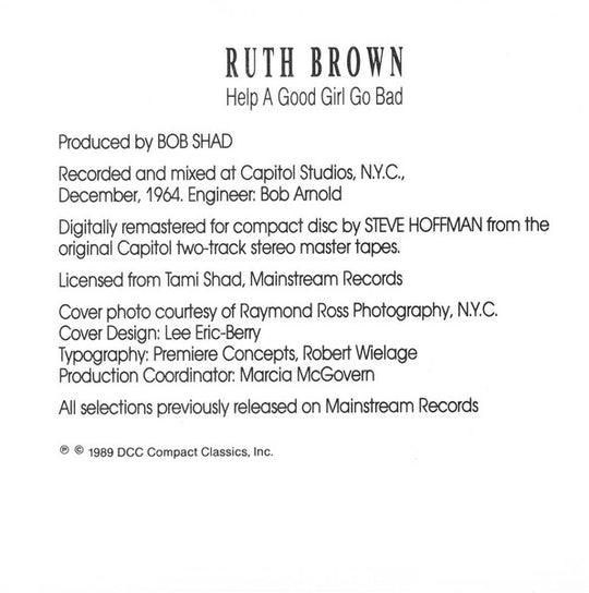 Ruth Brown "Help A Good Girl Go Bad" (CD)-CDs-UnDigable Digs