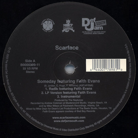 Scarface "Someday / In Cold Blood" (12" Single)-Vinyl Records-UnDigable Digs